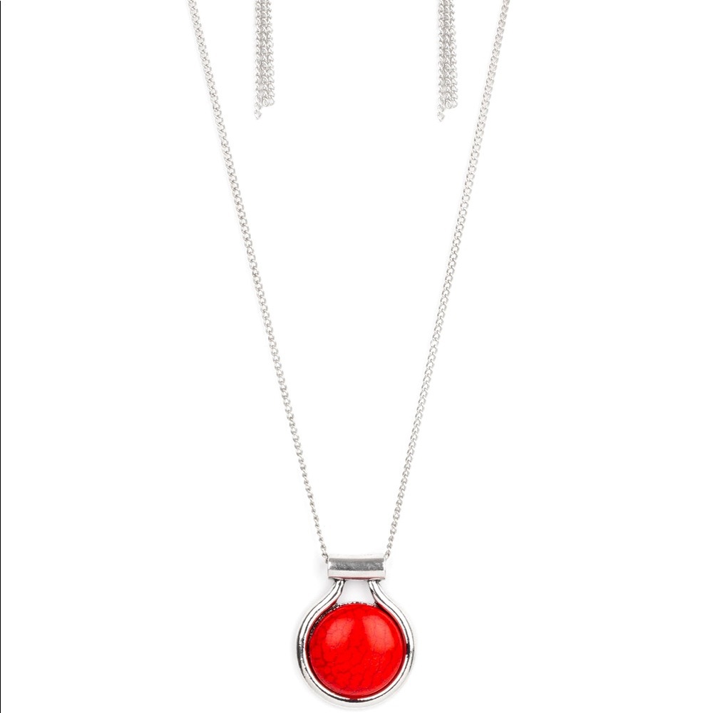 Patagonian Paradise - Red & Silver Long Necklace